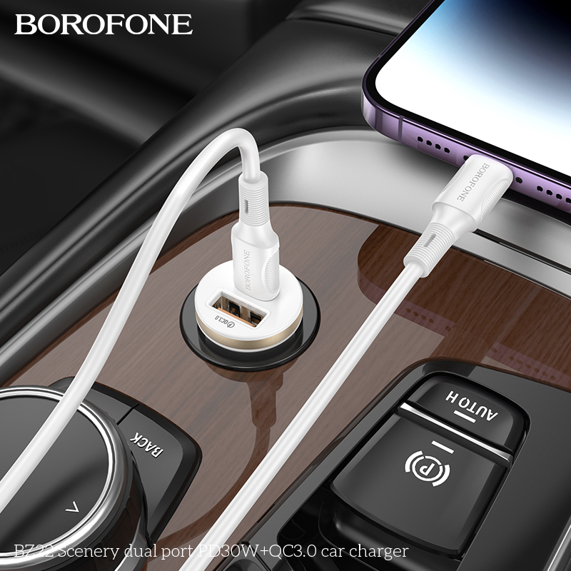BOROFONE BZ22 Scenery dual-port car charger PD 30 W NZ 7